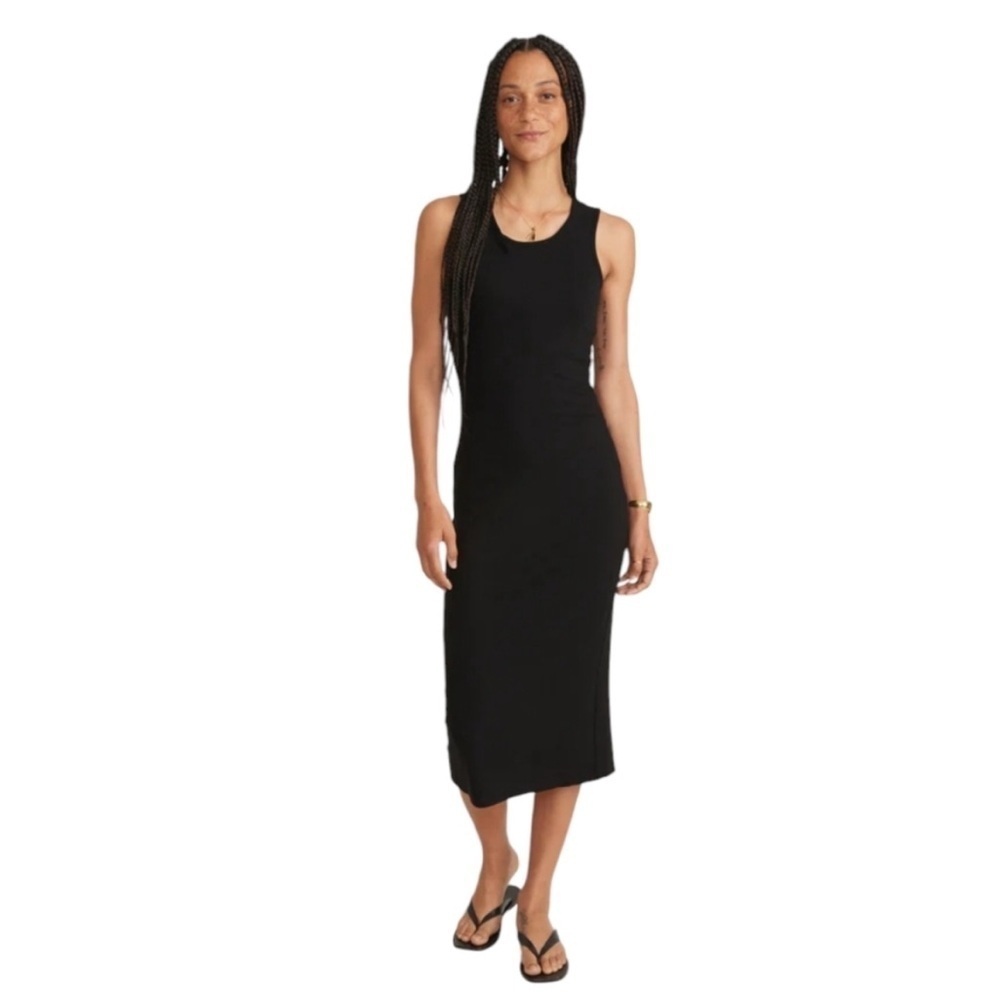 Marine Layer Lexi Ribbed Midi Dress Black S